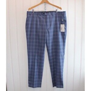 LAUREN by RALPH LAUREN Blue Plaid EDGEWOOD Wool Stretch Dress Pants 40 X 32‎ NWT